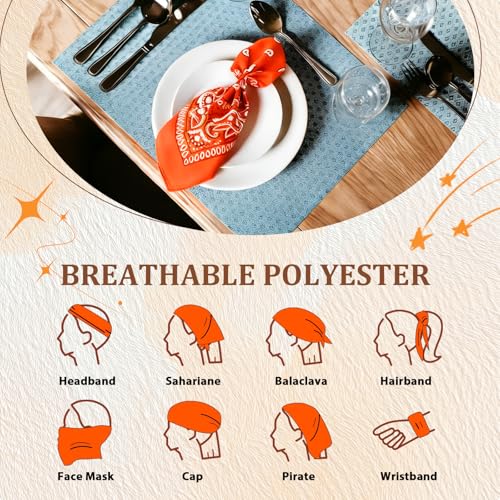 50 Pcs Bandanas Bulk Large Bandana Headband Paisley Cowboy Bandana Scarf Handkerchief for Women Men - color: Orange