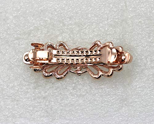 Faship Clear Small Mini Floral Hair Barrette Clip - color: Clear/Rose Gold