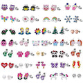 33 Pairs Stainless Steel Cartoon Earrings for Girls - Hypoallergenic Colorful Stud Earing Set, Mix & Match Cute Earring for Teens, Kids, Doll Dressup Accessories - style: #1-Cute Earrings