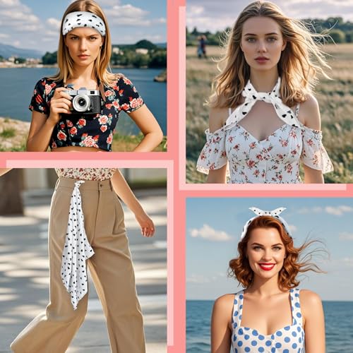 Bandanas for Women Men 21"x21" Floral Headband Scarf Versatile Hair Bandana Square Head Scarf - color: White Heart