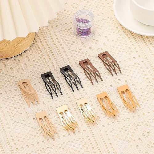 10 Pcs Double Grip Hair Clips, Sightor Metal Snap Hair Clips Hair Barrettes for Women Hair Making Salon Supplies Hair Accessories (Beige) - color: Beige