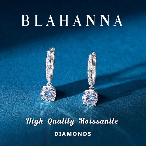 Moissanite Earrings, Sterling Silver Hoop Earring 1.0ct-2.0ct D Color Brilliant Hypoallergenic Earring for Women Men Drop Dangle Moissanite Leverback Mother's Day Gift - color: 2.0 carats(1.0ct*2)-Silver