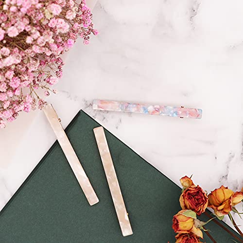 Cobahom 6 Pcs Duckbill Hair Clips, Acrylic Resin Hair Clip Metal Duck Teeth Hair Pins Chic Tortoise Shell Hair Barrettes for Thick Hair (3 White & 3 Blue-Pink) - color: 3 White & 3 Blue-Pink