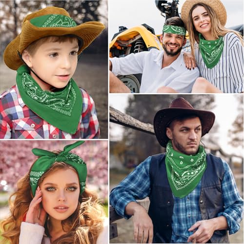 NACHLYNN 10/20pcs Paisley Bandanas Assorted Bandanas Cowboy Polyester Headbands Square Scarf Headwear - color: Green