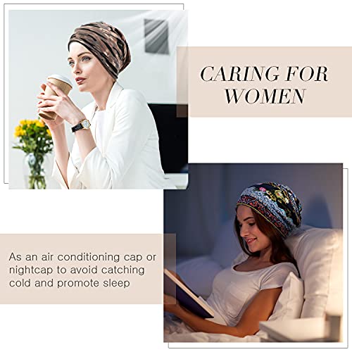 SATINIOR 5 Pieces Women's Slouchy Beanie Chemo Hat Stretch Cancer Head Wraps Sleep Head Scarf for Cancer Patient - color: Multicolor, style: Chic Style