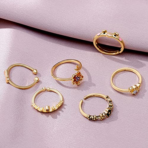 TAMHOO 20 Pcs Adjustable Rings Set for Women - Finger Rings Pack Stackable Rings for Teens- Cute Rings for Teen Girls -in Gold and Silver Tone - color: #3-Golden