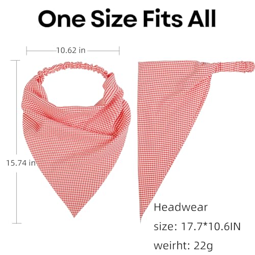WOVOWOVO 8 Pcs Hair Scarf Headband for Women Girls Non Slip Elastic Boho Triangle Head Scarf Bandana - color: Plaid Printed