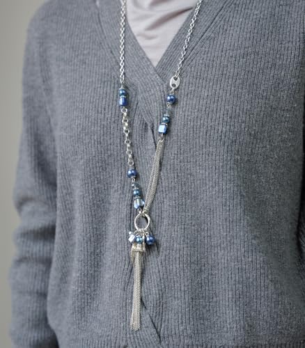 FULU AUTUMN Long Necklaces for Women Trendy Long Chunky Beaded Necklace Boho Fashion Costume Jewelry Mothers Day Gifts for Her - color: 95-Blue