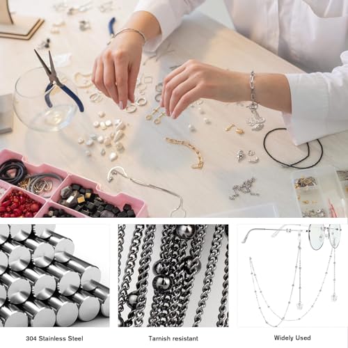 33 Feet Gunmetal Satellite Bead Chains, 2mm 304 Stainless Steel Black Ball Beaded Twisted Curb Chains Spool Bulk for Jewelry Making DIY Craft - color: Black Big Beads Satellite Curb Chain
