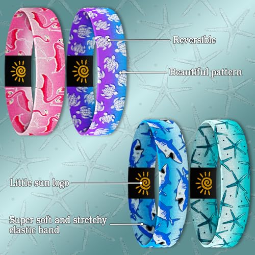 4 Pcs Surfer Beach Bracelets for Men Women Inspirational Elastic Comfy Summer Reversible Wristband Gifts Friendship Bracelets - color: Animal-Bracelets, size: (6.8") Small