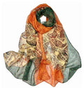 Xyueanlo Scarfs for Women Fashion Scarves Print Pattern Lightweight Sunscreen Scarf Wraps Shawls - color: Cashew Orange Green