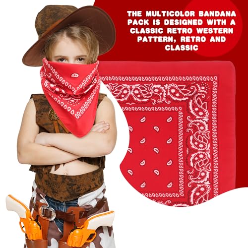 40 Pcs Bandanas Bulk Paisley Bandana Multicolor Cowboy Bandanas for Men Women Western Party - color: Color Set 2