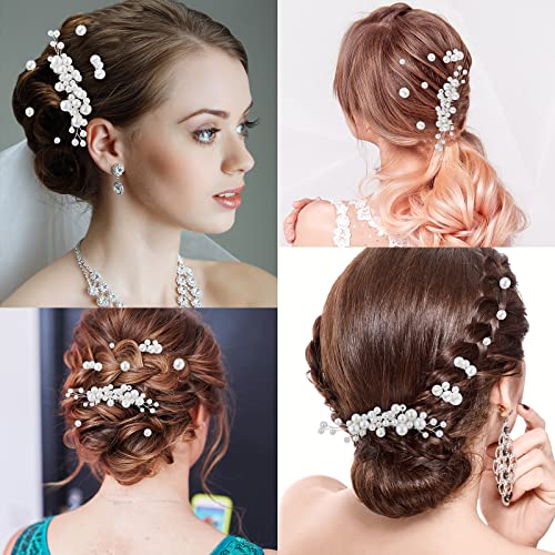 Geosar 9 Pcs Wedding Hair Accessories Pearl Hair Pins Women Vintage Hairs Piece Bridal Accessories for Bride Bridesmaids(Silver,Elegant Style) - color: Silver, style: Elegant Style