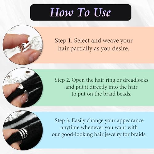 40PCS Hair Jewelry for Braids Silver Hair Cuffs Rings Multi Shape Loc Dreadlock Beads Adjustable Braid Accessories for Women and Girls - color: Gold-6