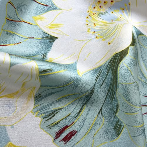 FONYVE 100% Mulberry Silk Scarfs for Women-Lightweight Square Satin Head Scarf-Small Silk Hair Scarf for Sleeping 21"x21" - color: 11 Green Lotus