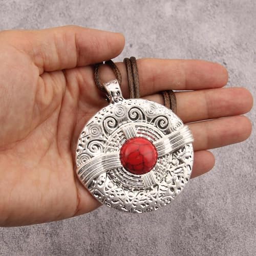 JAOYU Boho Necklace for Women Large Pendant Necklace Boho Long Choker Leather Gold Necklace Vintage Earthy Jewelry Trendy - style: Boho Chunky Necklace