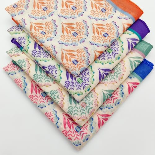 Cotton Like Bandana in Bulk, Head Scarf, Headband, Head wrap, Hair Neck Scarf for Women 22 x 22 inch - color: Bib06 Blooms 4pcs