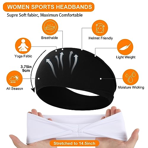 RITOPER Workout Wide Headbands for Women Non Slip, Super Soft Yoga Running Exercise Head Bands, Elastic Sweat Band Hair Bands for Women's Hair, Womens Solid Headband Hair Wrap - color: fd-solid