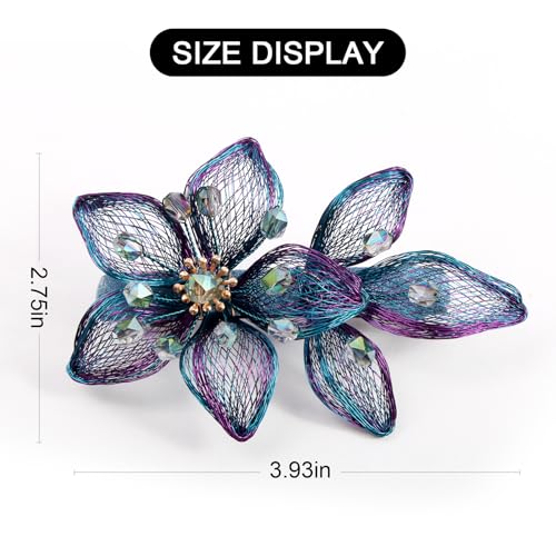 Mistofu DIY Copper Wire Metal Hand-woven High-level design Barrettes Elegant Hair Accessories, Gifts for Women Girls (blue-c) - color: blue-c