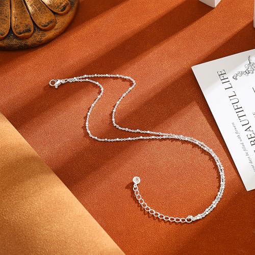 MIDEEO Gold/Silver Ankle Bracelets for Women,14K Gold Anklets for Women Waterproof Cuban Link Heart Beads Herringbone Rhinestone Anklets Set Layered Anklet Bracelets for Women Gold Jewelry Gift - style: 2 Layers Anklet A-Sliver