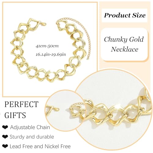 choice of all Chunky Gold Necklace Statement Necklace for Women Punk Chain Thick Gold Choker Jewelry Trendy Birthday Gifts - color: L:Chunky