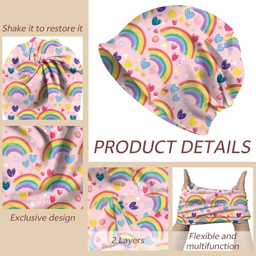 Chemo Caps Slouchy Beanie Hat Stretch Cancer Head Wraps Turban Sleep Headwear Scarf for Women Girls Men - color: I-8-rainbow