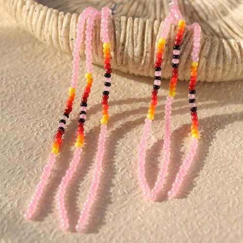 Native Long Beaded Tassel Earrings for Women, Boho Handmade Colorful Beads Statement Dangle Earing Prom Jewelry Gift. - color: Pale Pink