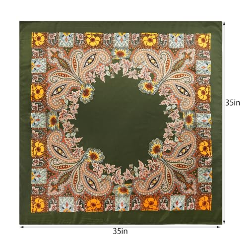 Pistha Head Scarf Bandana for Women, Satin Scarf for Hair, Large Square Silk Bandana Headscarf for Women and Men 35 Inch - style: Classic-green