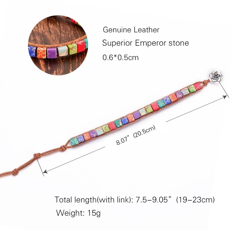 7 Chakra Bracelet Bohemian Handmade Leather Wrap Healing Protection Natural Stone Yoga Beaded Bracelets Boho Friendship Jewelry - color: Agalmatolite