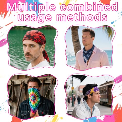 24 PCS 100% Cotton White Bandana bulk for tie dye blank bandanas pack cotton handkerchiefs Unisex Bandanas Men Head Wrap，22" x 22"