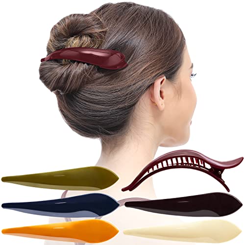 RC ROCHE 6 Pcs Duck Bill Alligator Hair Clips for Women Sectioning Flat Claw Long Thick Hair Inner Teeth Curved Styling Jaw Strong Secure Grip Salon, Medium Classic Multicolor - color: (Medium) Classic