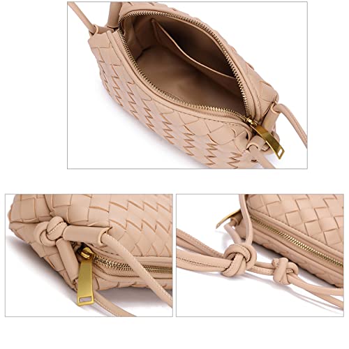 ZEDIUH Woven Bag for Women Crossbody Shoulderbag, Small Vegan Leather Purse - color: Apricot