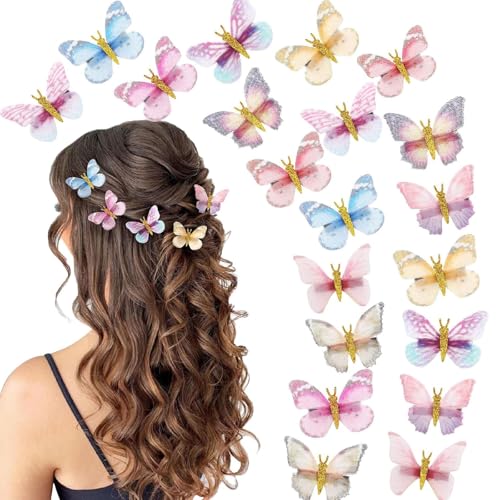 20Pcs Glitter Hair Clips for Kids - Moving Fairy Accessories for Women, Girls Colorful Hair Clips 90s (Brown) - color: Brown