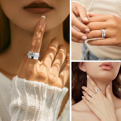 Stackable Gold Rings for Women - 18K Gold Plated Rings Set, Non Tarnish Stainless Steel Cubic Zirconia Friendship Band Stack Rings Trendy Jewelry, Christmas Birthday Party Gifts for Her Girlfriend - color: Silver