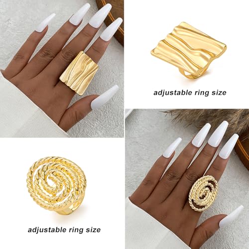 KISS WIFE Golden Jewelry Set for Women with Multi Layered Necklaces, Stackable Bracelets, Knuckle Rings, Hoop Earrings, Fashion Outfit Accessories Jewelry Packs Gifts for Women - style: Style 5