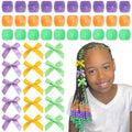 45PCS Mardi Gras Hair Beads for Braids Green Purple Small Hair Bow Clips Cute Loc Hair Accessories Silicone Beads and Bows for Girls Kids - color: Green