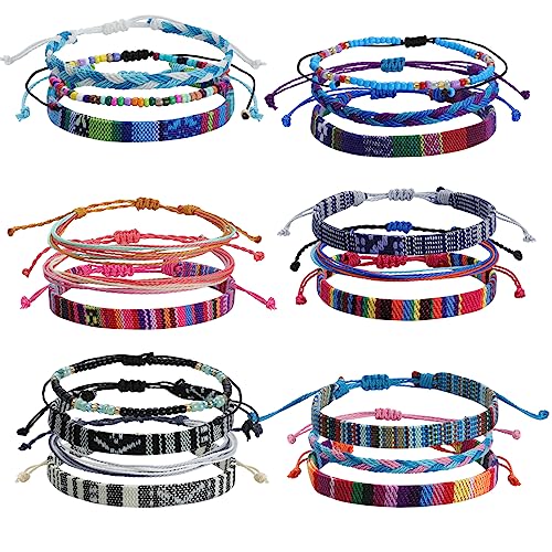 Beach Bracelet Set for Men and Women, Surfer Men Bracelet, Braided Boho Summer Bracelets Adjustable Men's Bracelet Handmade Women Bracelet String Rope Ankle Bracelets Birthday Gift - style: 19pcs boho bracelet