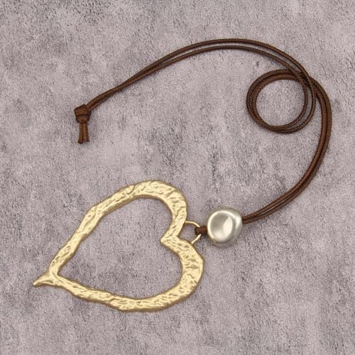 Chunky Necklace for Women Boho Pendant Necklace Statement Western Choker Necklaces for Women Vintage Bohemian Jewelry - style: Boho Heart Necklace