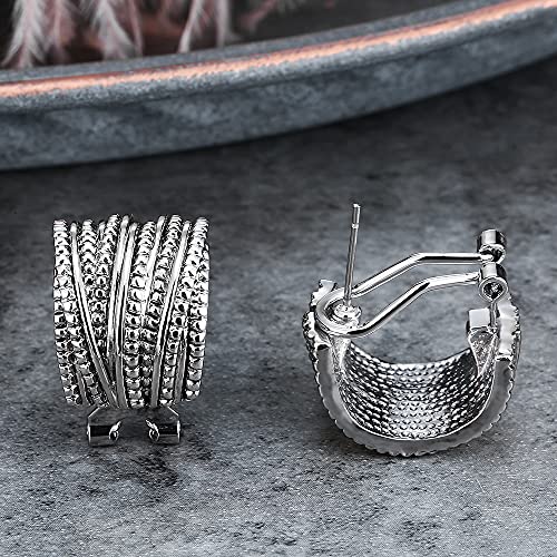 Mytys Two Tone Earrings for Women Gold and Silver Crossover Half Hoop Statement Earring Designer Stud Earrings - color: Silver
