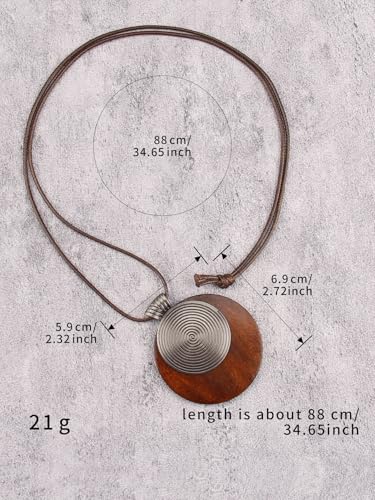 Bohemian Necklaces for Women Long Leather Necklace with Large Pendant Chunky Boho Hippie Jewelry Pendant Chocker Necklace - style: Boho Necklaces