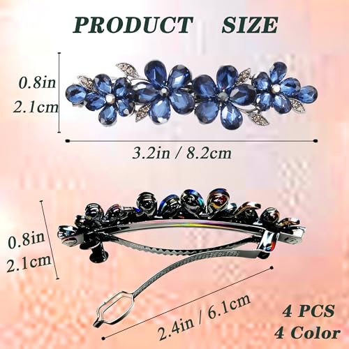 Hair Clips for Women, Rhinestone Bridal Hair Barrettes with Crystal Accents, Sparkly Hair Pins for Wedding, Bride & Long Hair, Formal Evening Hair Accessories