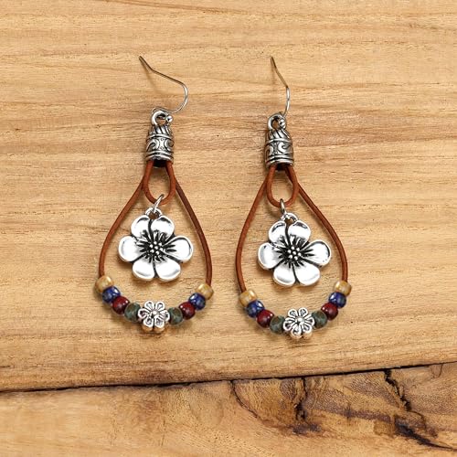 Boho Earrings for Women Trendy Gold Dangle Earrings Vintage Bohemian Indian Country Jewelry Gifts Boho Dress Chic Clothing - color: A5:boho flower earrings