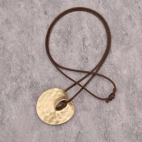 JAOYU Bohemian Necklaces for Women Leather Necklace Wood Pendant Choker Long Brown Necklace Chunky Circle Boho Hippie Jewelry - style: Boho Circle Necklace