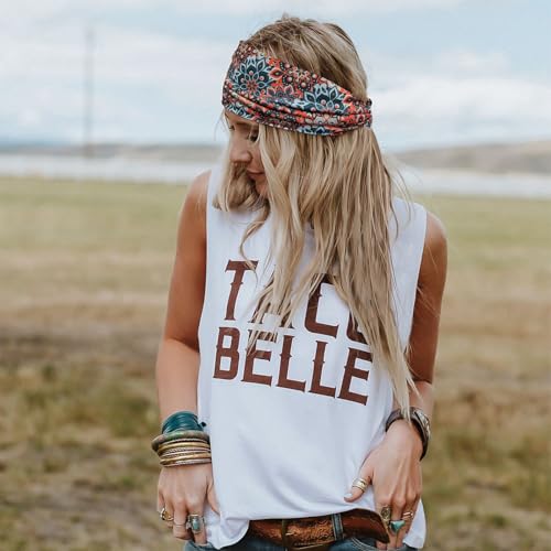 FULZTEY Boho Headbands for Women Fashion Floral Headwraps Knotted Wide Hairbands Large African Bandana Elastic Workout Yoga Sweat Head Band Cotton Thick Turban Cute Hair Accessories 4Pcs - color: Style 109