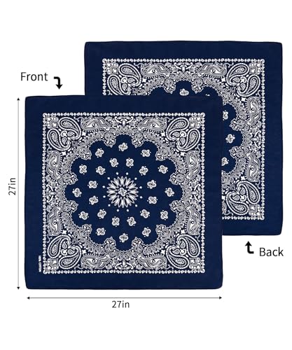 Bycc Bynn Large 27x27 Inch Bandana - 4 Pack 100% Cotton Bandanas for Men & Women - color: Red+red+navy+navy