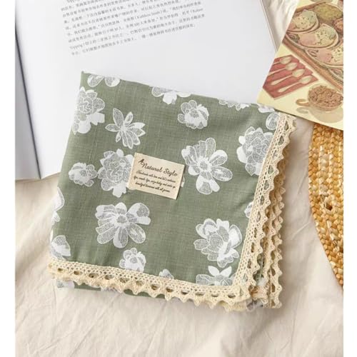Soft Cotton Like Lace Bandana Headband, Head Wrap, Protective Coverage, Hair Neck Scarf for Women 24 x 24 inch - color: Cas016 - White Flower G