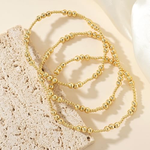 Gold Beaded Cross Bracelet for Women, 14K Plated Adjustable Stackable Dainty Bracelets, Non Tarnish Fashion Jewelry Set Gifts for Women Birthday Friendship - color: Colors-15