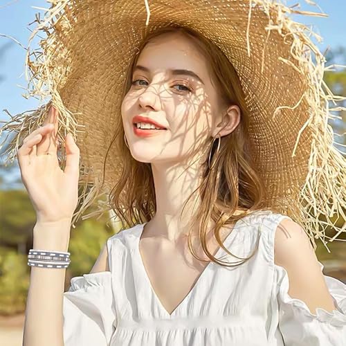 VIBILIA Boho Leather Wrap Bracelets for Women Multi-Layer Bracelets with Strong Clasp Jewelry for Women - color: 03-BohoBraid-Gray