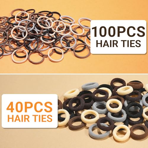 TsMADDTs Hair Accessories, Elastic Hair Ties for Baby Toddlers Kids Girls, 6 Colors Small Rubber Bands Set with Ties and Clips, Styling Tools - color: 6 Natural Colors