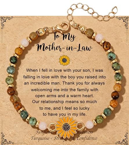 Sunflower Gifts for Women, Gifts for Women Bracelet, Symbol of Positivity Strength and Love, Inspirational Sunshine Jewelry, Birthday Christmas Thank You Gift, Friends Daughter Coworkers - style: Mom-in-law